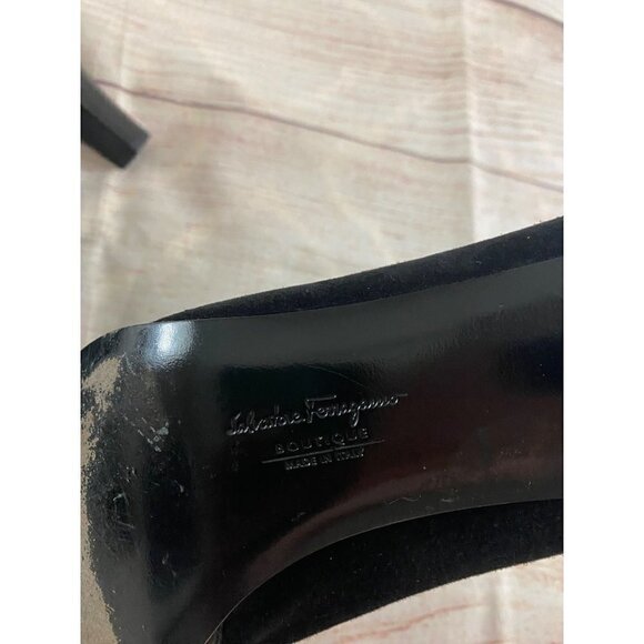 Vintage Salvatore Ferragamo Women's Boutique Black Suede Heels - 10 4A - Picture 9 of 12